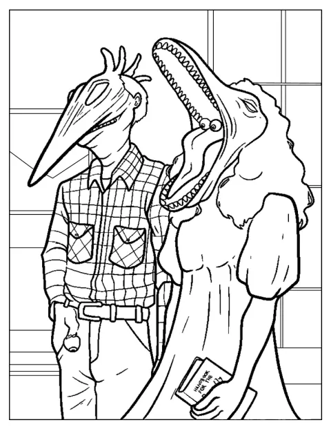 Beetlejuice îi înfățișează într-o ipostază înfricoșătoare pe Adam și Barbara Maitland.
