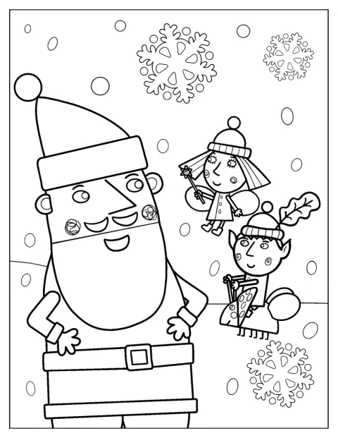 Met Kerstmis staan Ben en Holly naast de Kerstman.