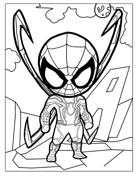 Vauva-Spider-Man poseeraa Iron Spider -haarniskassaan.