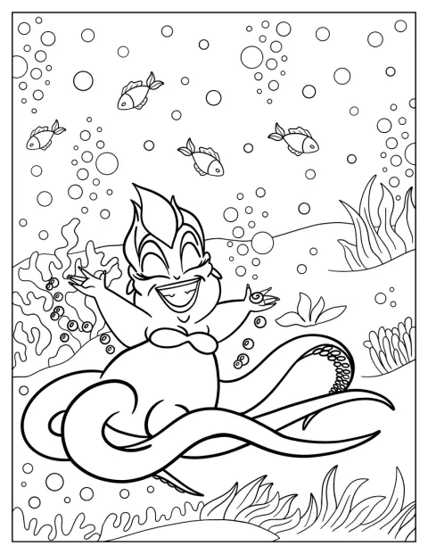 Chibi Ursula danst vrolijk onder de zeespiegel.