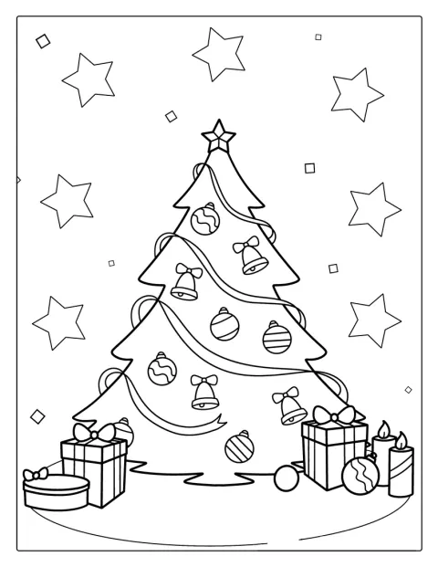 Un árbol de Navidad sencillo espera adornos en una habitación festiva.