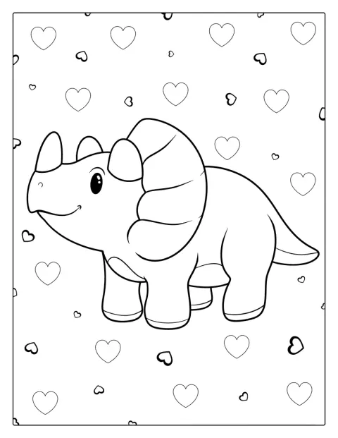 De eenvoudige omtrek van een Triceratops is duidelijk te zien.