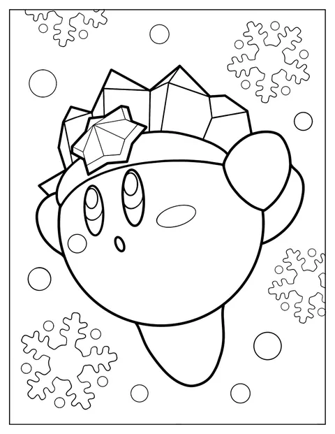 Is-Kirby omges av snöflingor.