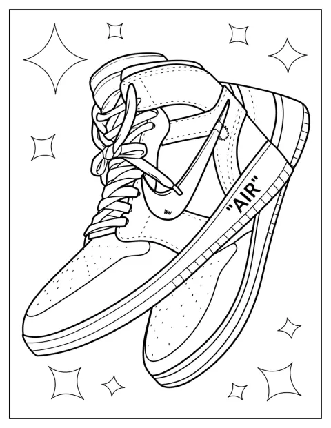 Une chaussure Nike Air Jordan est montrée de profil.