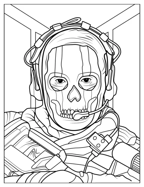Ghost, de Call of Duty, surge em grande plano, com a máscara bem visível.