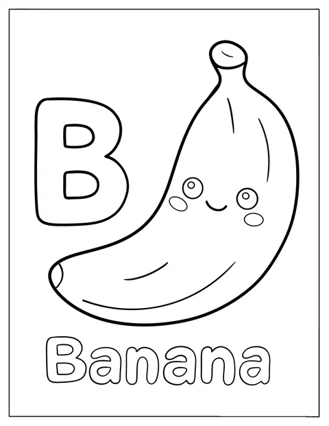 Bokstaven B står bredvid en banan.