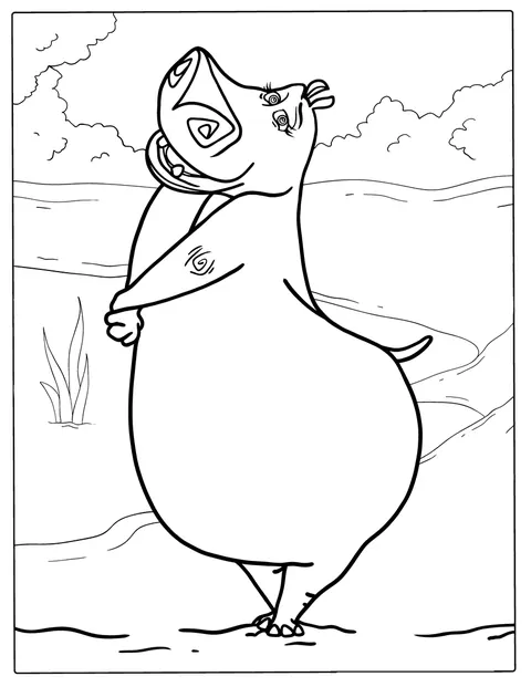 Gloria, l’ippopotamo, è ritratta sorridente.