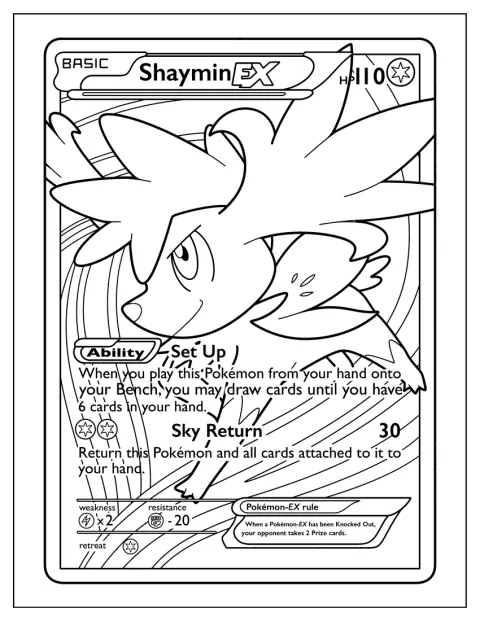 Shaymin EX svæver på sit Pokémon-kort og bruger Set Up.