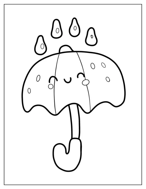 傘の上に雨粒が降り注いでいます。