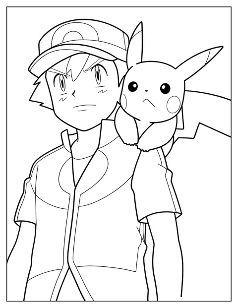 サトシとピカチュウの顔が大きく描かれています。