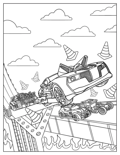 Hot Wheels -autot kilpailevat vauhdikkaasti hurjalla radalla.