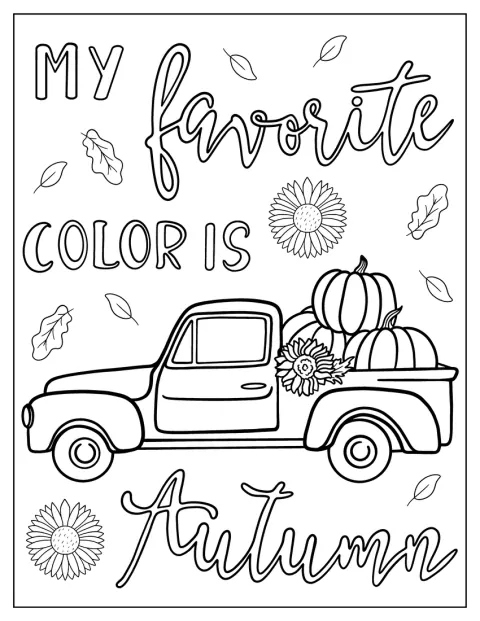 Farmers Truck With Large Pumpkins Coloring Sheet