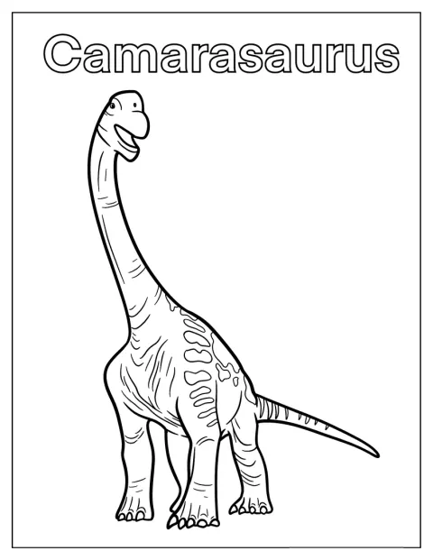 En glad camarasaurus står och ler.