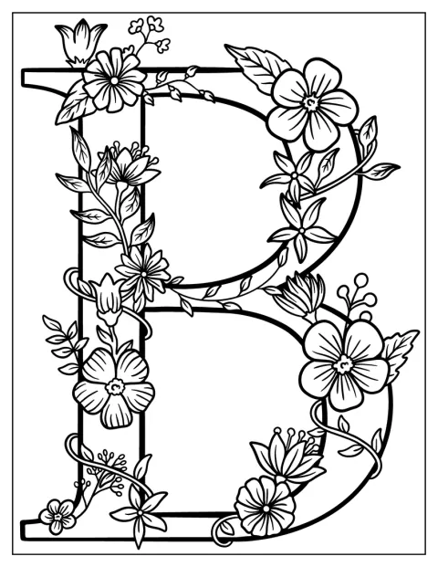 Bloemen bedekken de elegante hoofdletter B.
