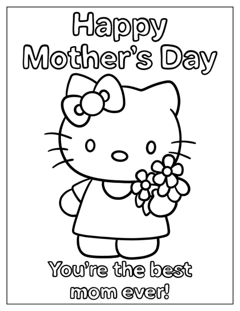 Hello Kitty aparece junto a un mensaje de felicitación para el Día de la Madre.