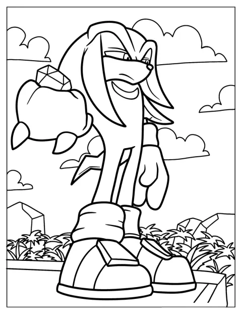 Knuckles ține în mâini prețiosul Master Emerald.