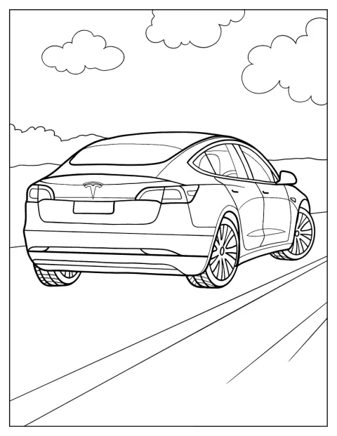 Tesla Model S Coloring Sheet