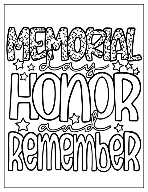 Prosty kontur napisu „Honor and Remember” upamiętnia Memorial Day.