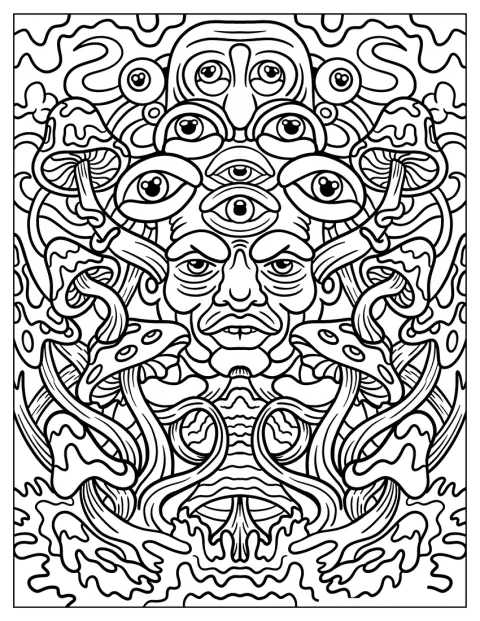 En DNA-spiral snor sig gennem et mønster af psykedeliske former.