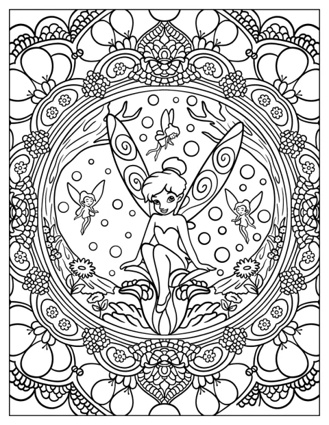 Trilli siede al centro di un grande mandala decorato con petali e foglie.