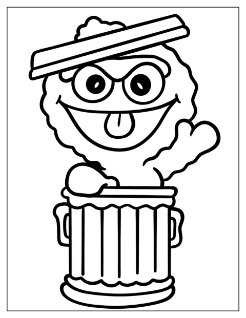 Oscar Mopperkont kijkt schattig vanuit zijn vuilnisbak.