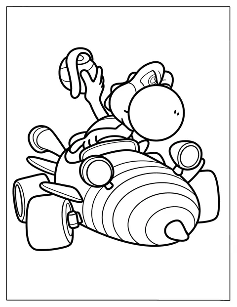 Yoshi wirft in Mario Kart mehrere Schildkrötenpanzer nach hinten.