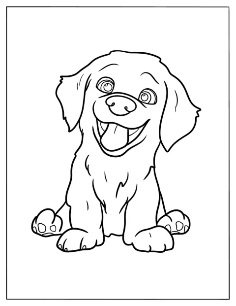 Un petit golden retriever affiche un air heureux.
