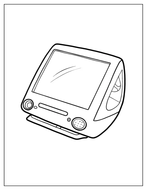 Un ordenador Apple iMac G3 muestra su característica carcasa redondeada y translúcida.