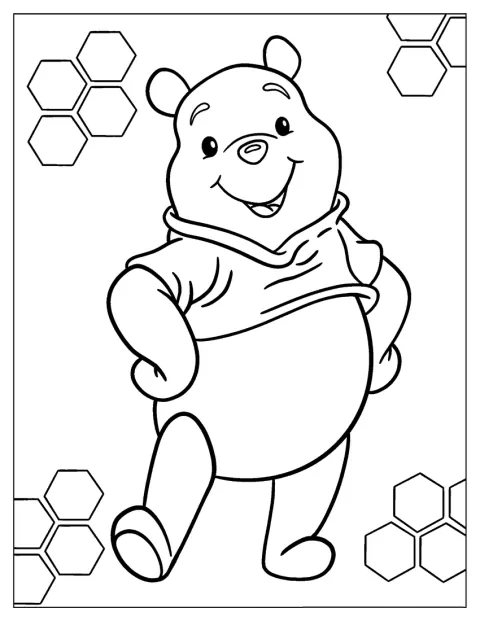 Winnie the Pooh aparece con un contorno sencillo.