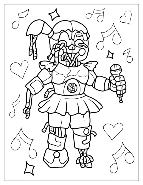 Circus Baby z Five Nights at Freddy’s: Sister Location stojí na obrázku.