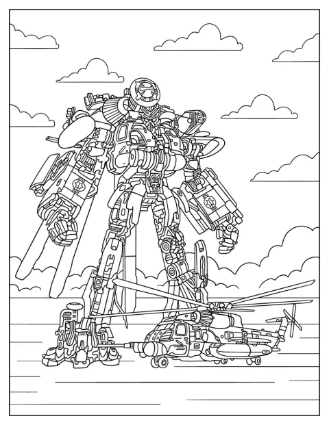 細かな装甲をまとったSS08ステルス型のロボットが立っています。