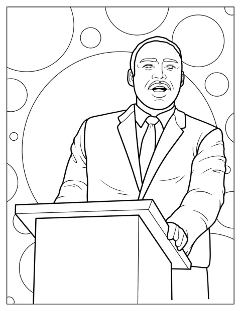 Martin Luther King Jr Coloring Page On A Lectern