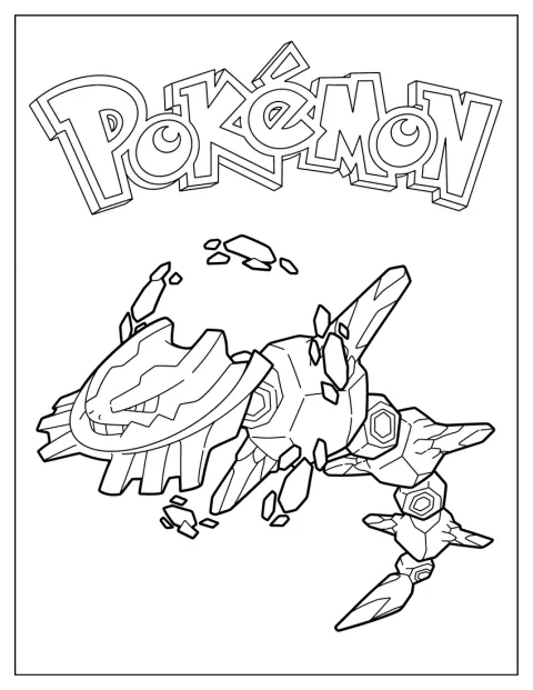 Mega-Stahlos steht im Mittelpunkt eines Pokémon-Poster-Motivs.