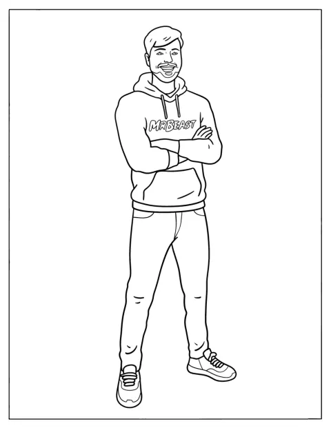 MrBeast magabiztosan áll, karját összefonva.