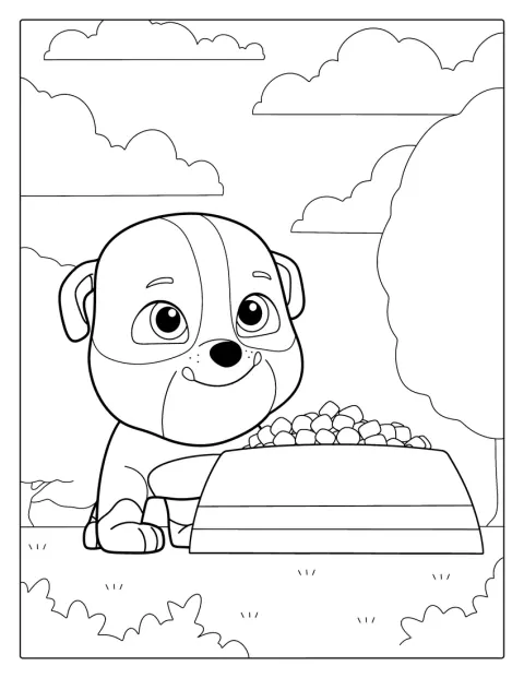 Rubble, de pequeño, aparece listo para una nueva aventura.