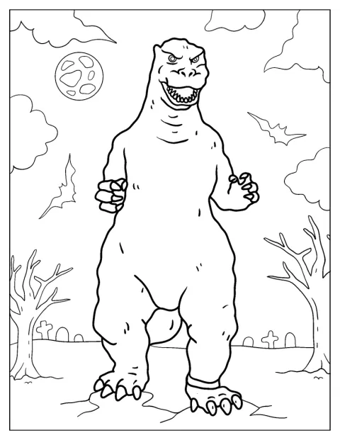 Godzilla seisoo uhkaavana kuvassa.