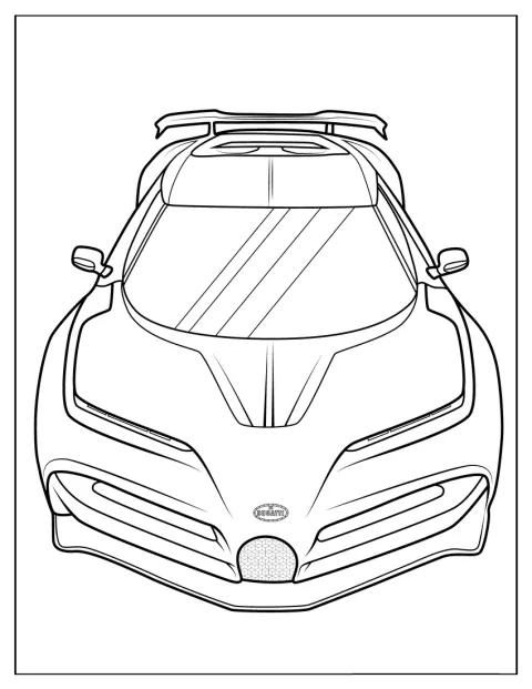 Conturul unui Bugatti Centodieci prezintă formele distinctive ale mașinii.