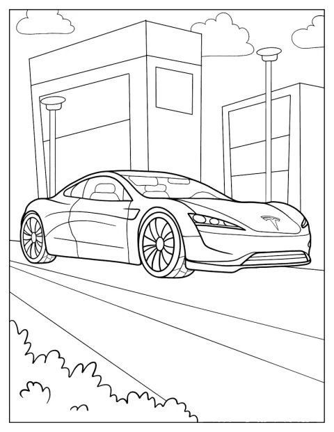 Un Tesla Roadster aparece de perfil.