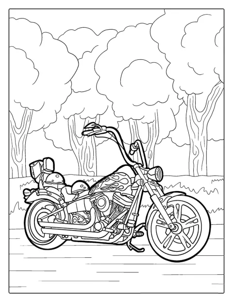 炎の模様が描かれたHarley Davidsonのバイクです。