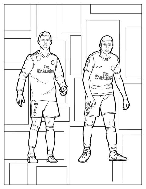 Cristiano Ronaldo Kylian Mbappé mellett áll a futballpályán.