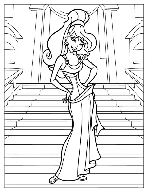 Hercules Coloring Page Of Megara Standing In Front Of A Temple