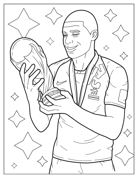 Kylian Mbappé drží trofej FIFA World Cup.