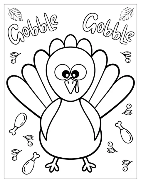 Een schattige chibi-kalkoen staat klaar voor Thanksgiving.