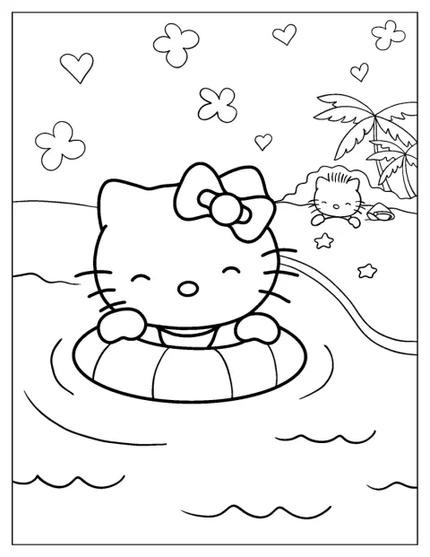 Hello Kitty bawi się na plaży z Dear Daniel.