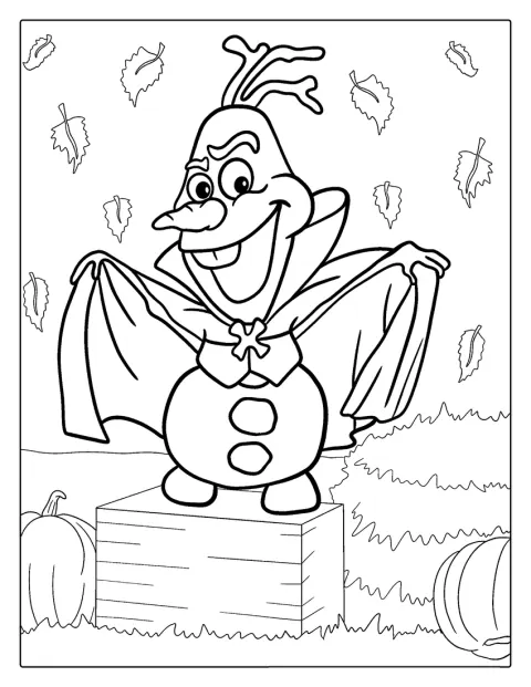 Olaf je vyobrazený s halloweenskými motivy.