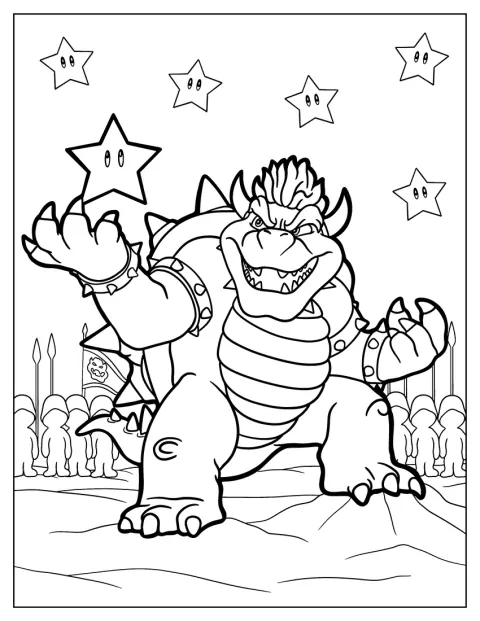 Bowser holder en Superstjerne foran seg.