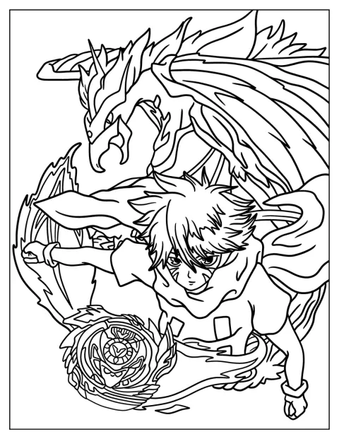 Kai Hiwatari pitää Dranzer Beybladea mukanaan.