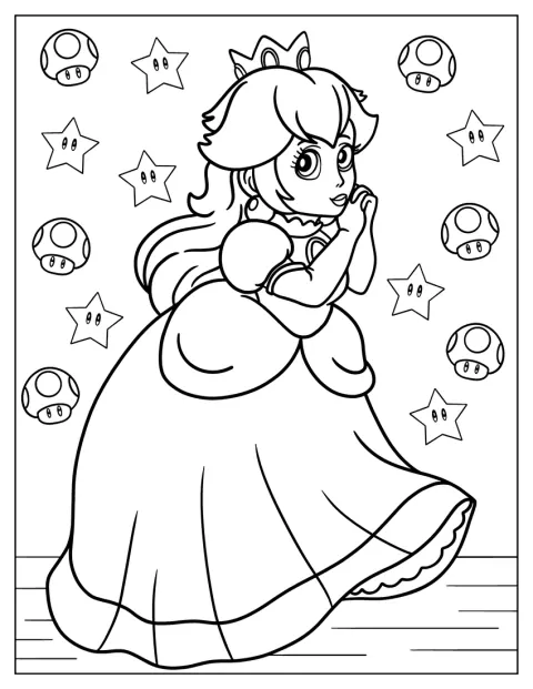 Princess Coloring Page Of Chibi Princess Peach