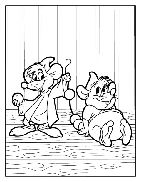 Gus et Jaq, les deux souris, sont représentés ensemble.