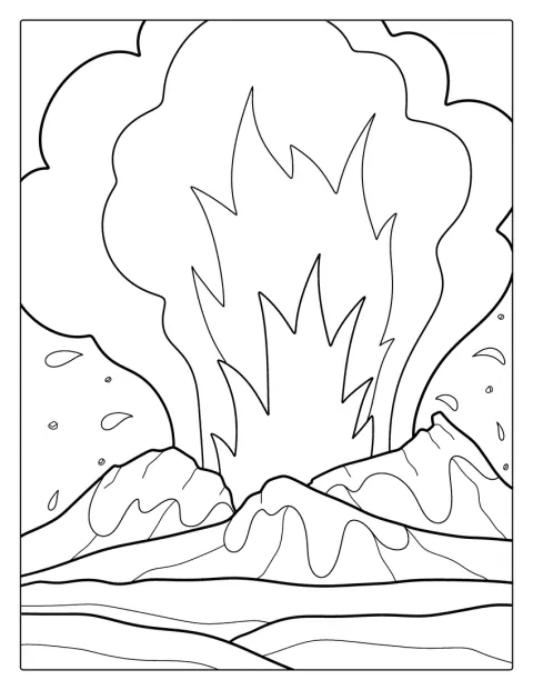 Un vulcano erutta, lanciando lava e fumo verso il cielo.